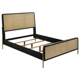 Arini Rattan California King Panel Bed Black and Natural